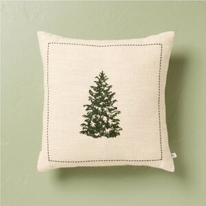 HEARTH & HAND NWT tree embroidered Christmas throw pillow -16”